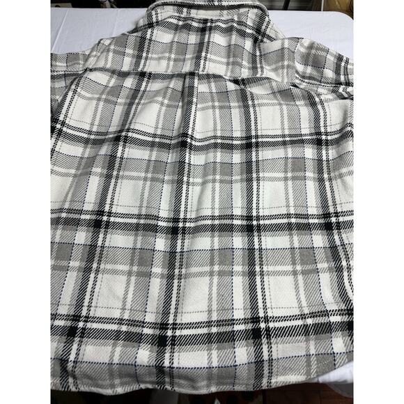 Zara Men's Plaid Shacket Button Up Hooded Shirt Jacket Cream Gray Black size L - Picture 8 of 12